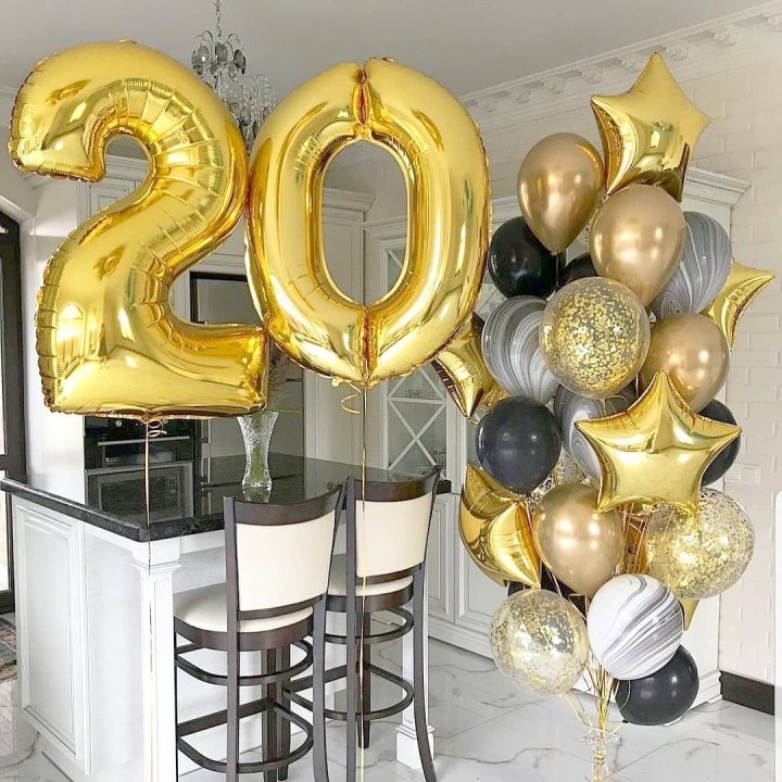 Фольгированный шар Золотая Цифра в Барнауле