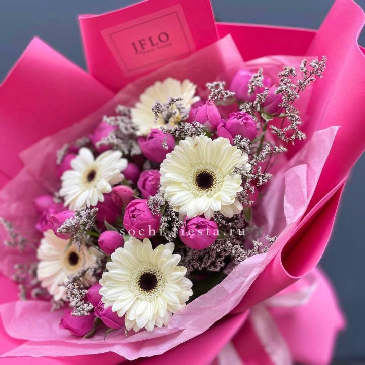 Букет гербер и мисти бабблс  в Барнауле