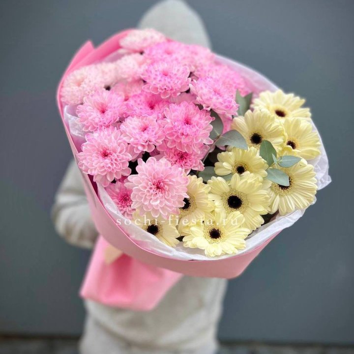 Дуо хризантем и гербер в Барнауле