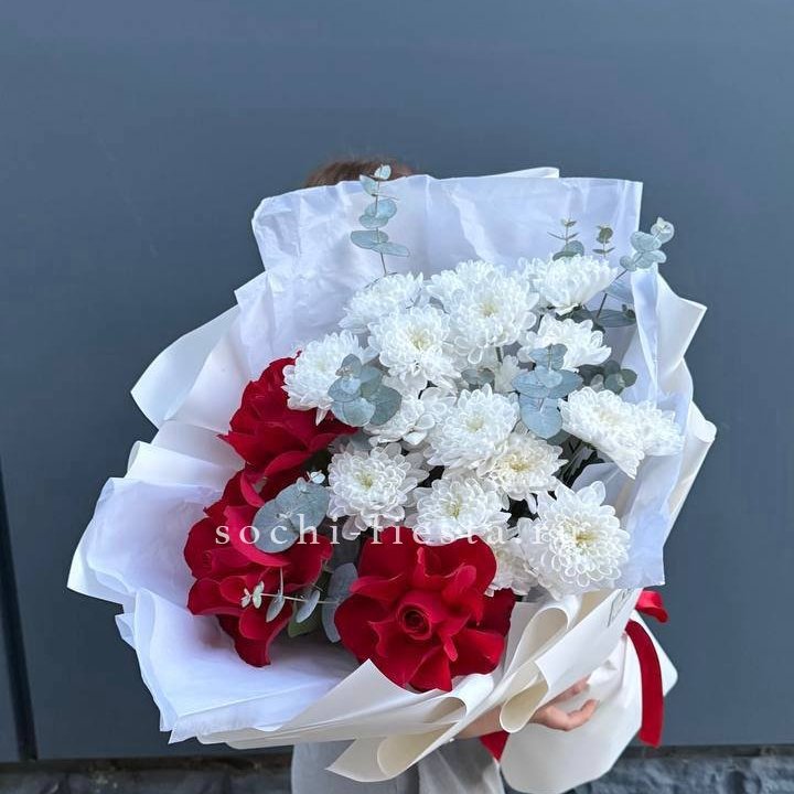 Дуо розы и хризантемы в Барнауле