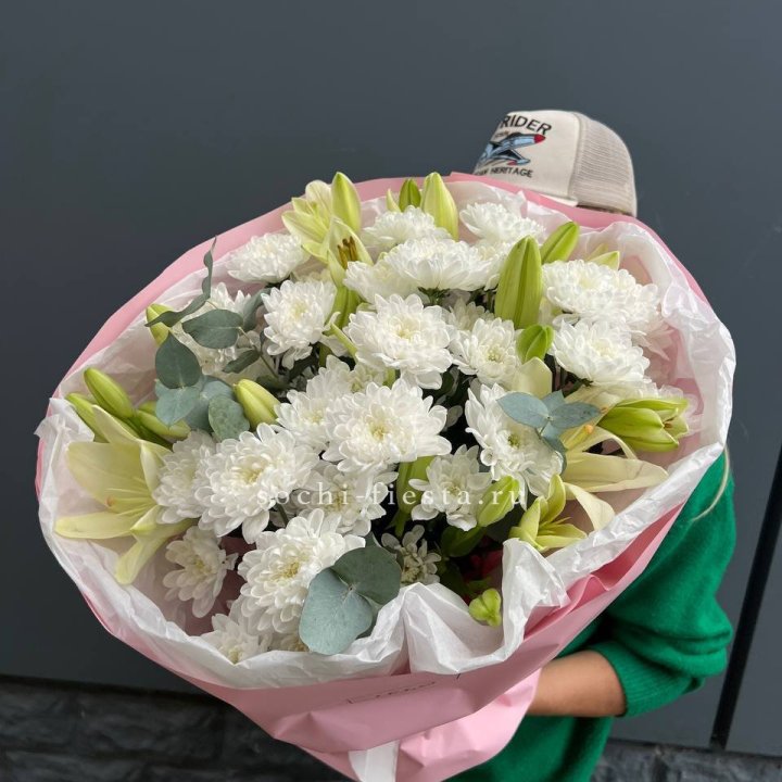  Букет  хризантемы и лилии в Барнауле