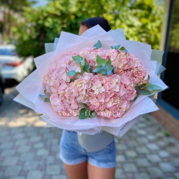 5 розовых гортензий  в Барнауле