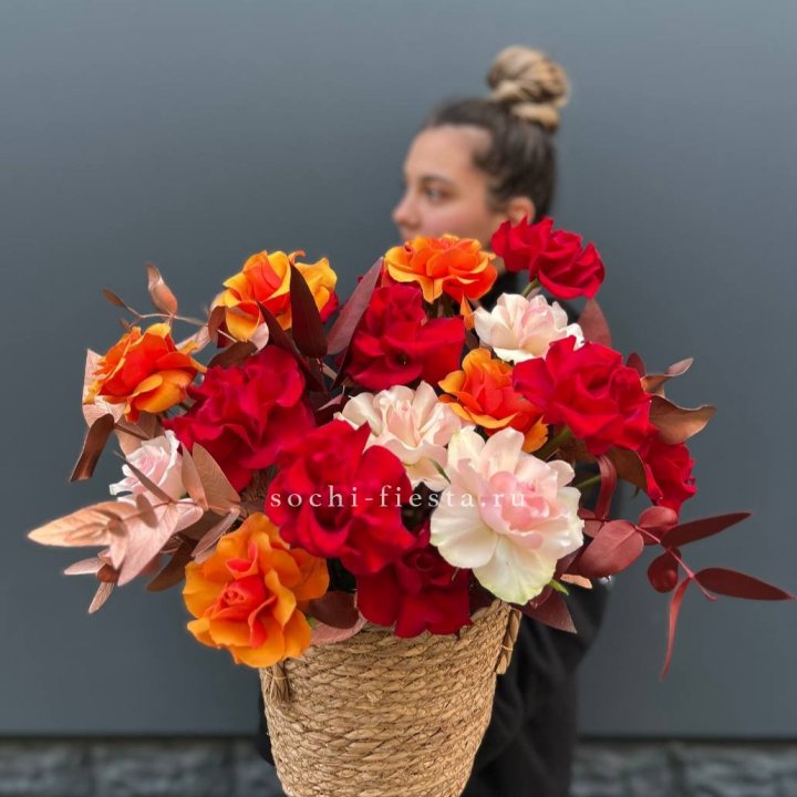 Авторский бокс "Роксана" в джутовом кашпо в Барнауле