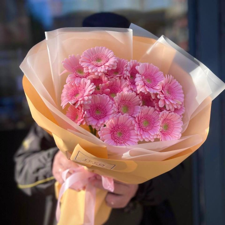 17 розовых гербер  в Барнауле