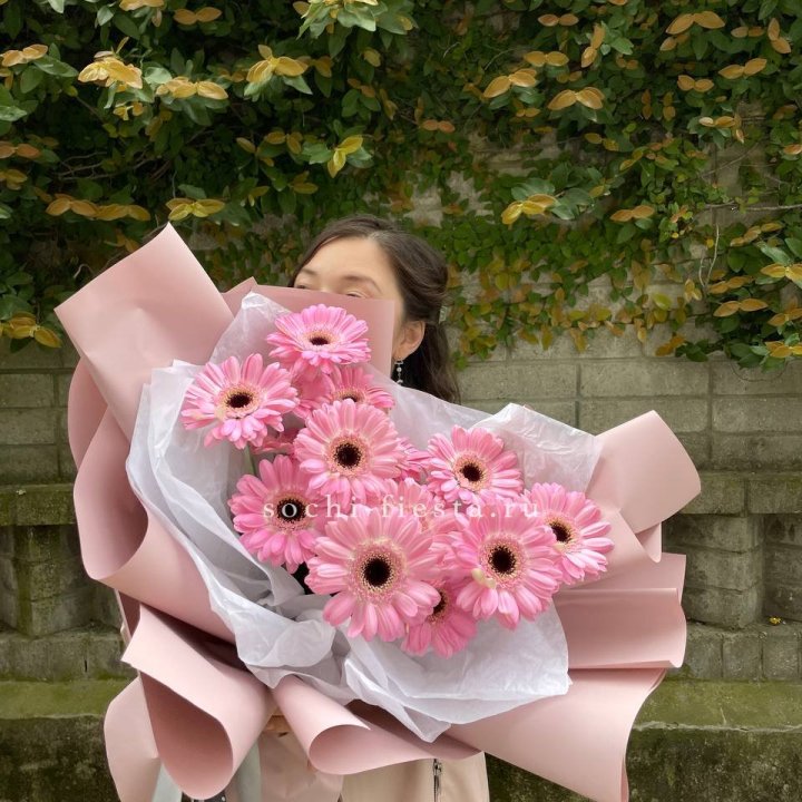 13 розовых гербер в Барнауле