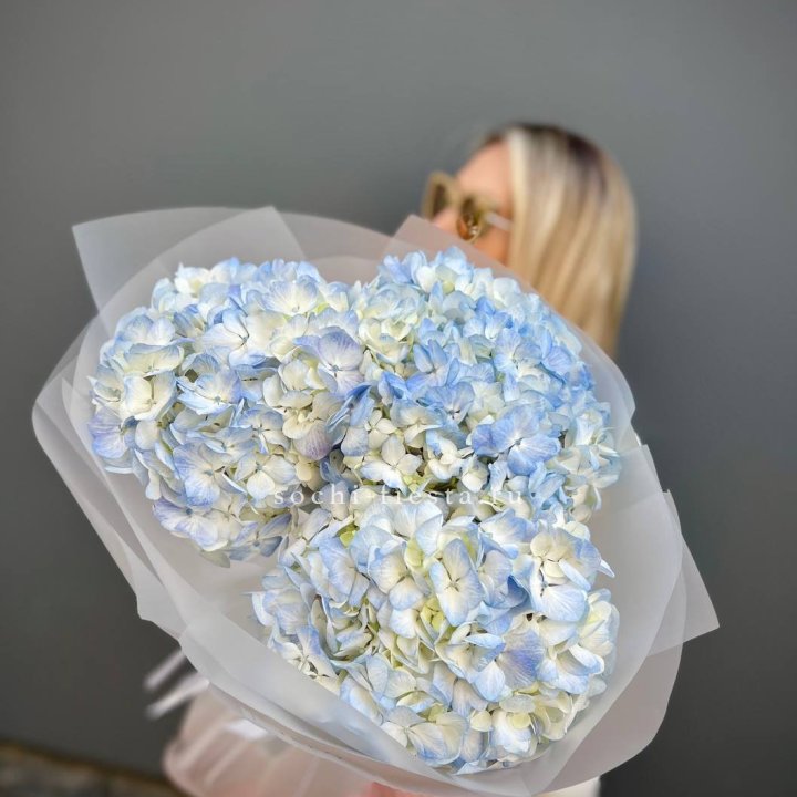 Букет из 3 голубых гортензий  в Барнауле