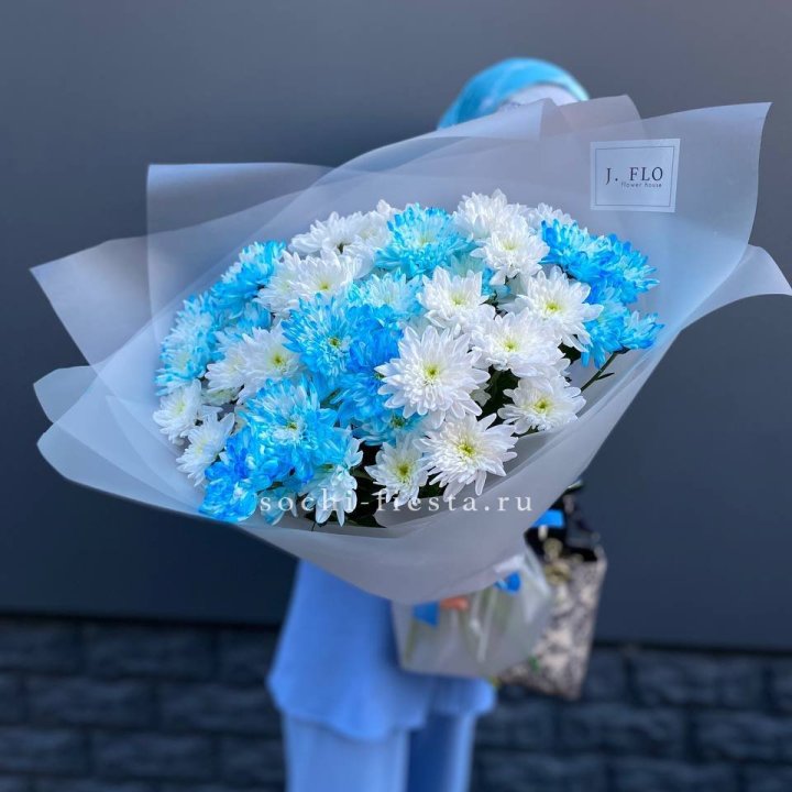 Букет хризантем "Голубая снежинка" в Барнауле