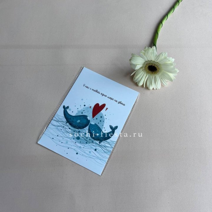 Открытка к букету "У нас с тобой одно море на двоих" в Барнауле