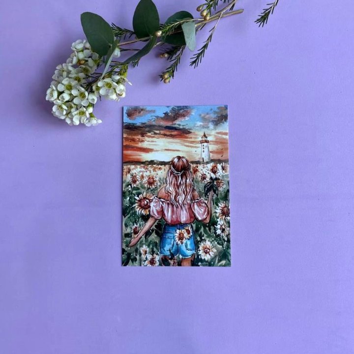 Открытка к букету "Подсолнух" в Барнауле