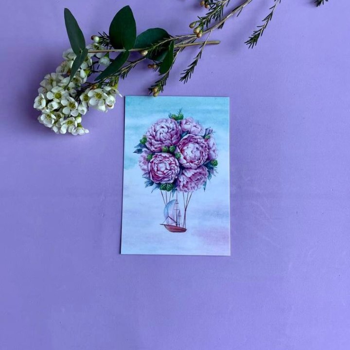 Открытка к букету "Пион" в Барнауле