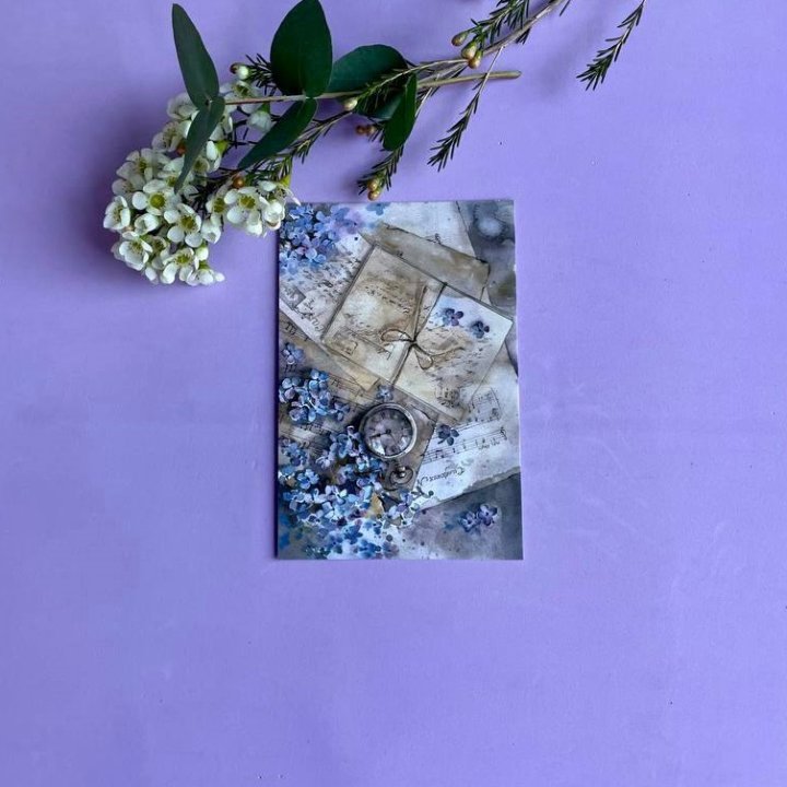 Открытка к букету "Время" в Барнауле