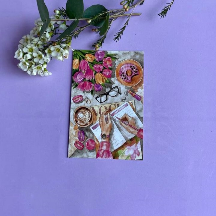 Открытка к букету "Леди на работе" в Барнауле