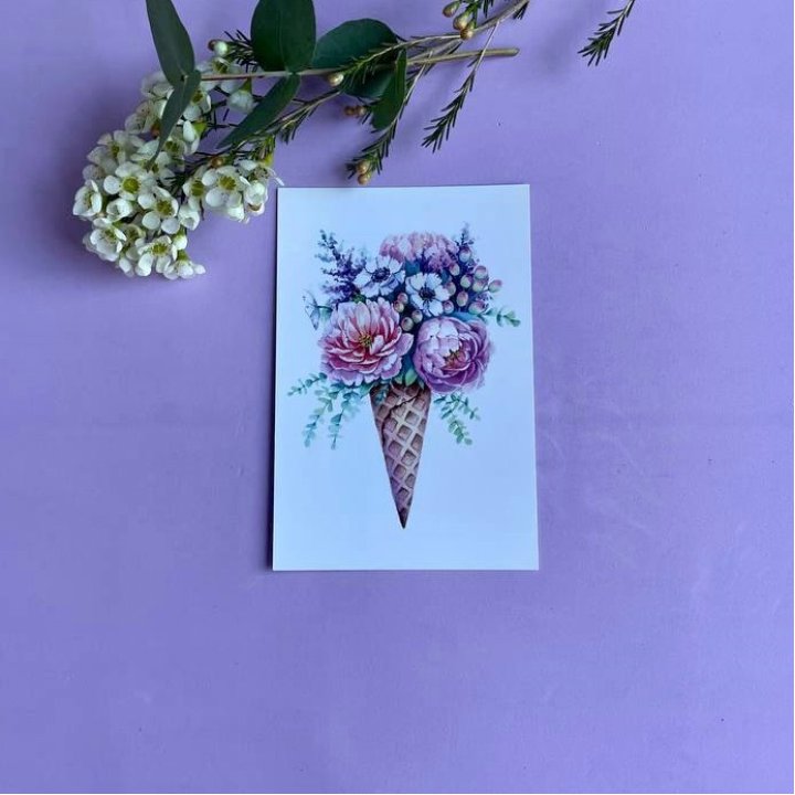 Открытка к букету "Цветочно-кремовый" в Барнауле