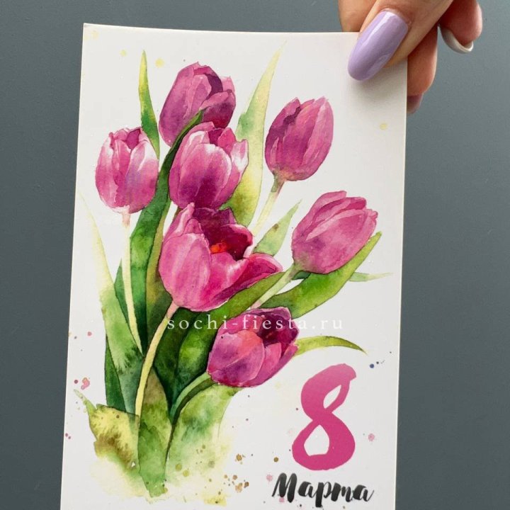 Открытка к букету "8 марта!" в Барнауле