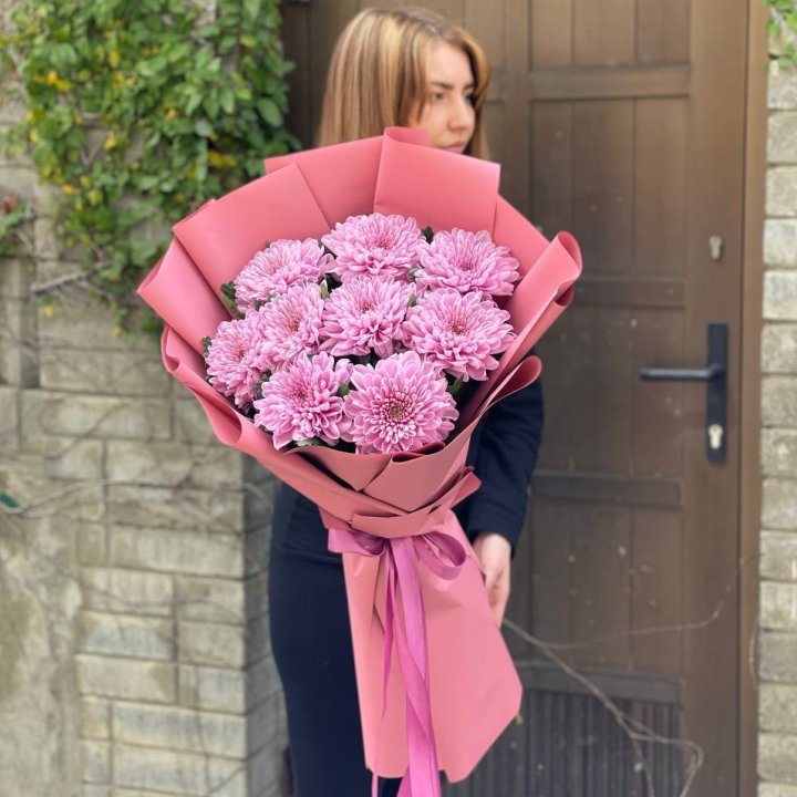 Букет хризантем розовый в Барнауле