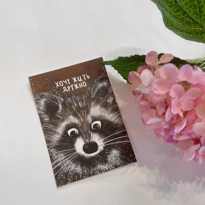 Открытка к букету "Енотик" в Барнауле