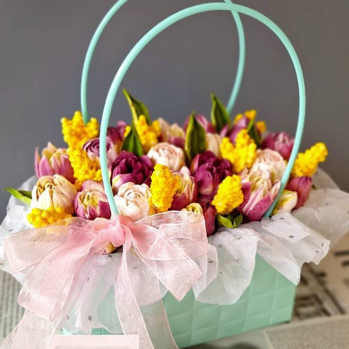 Тюльпаны в сумочке из зефира в Барнауле