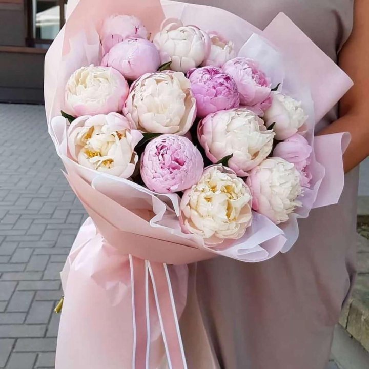 Букет пионов "Маршмелоу" в Барнауле