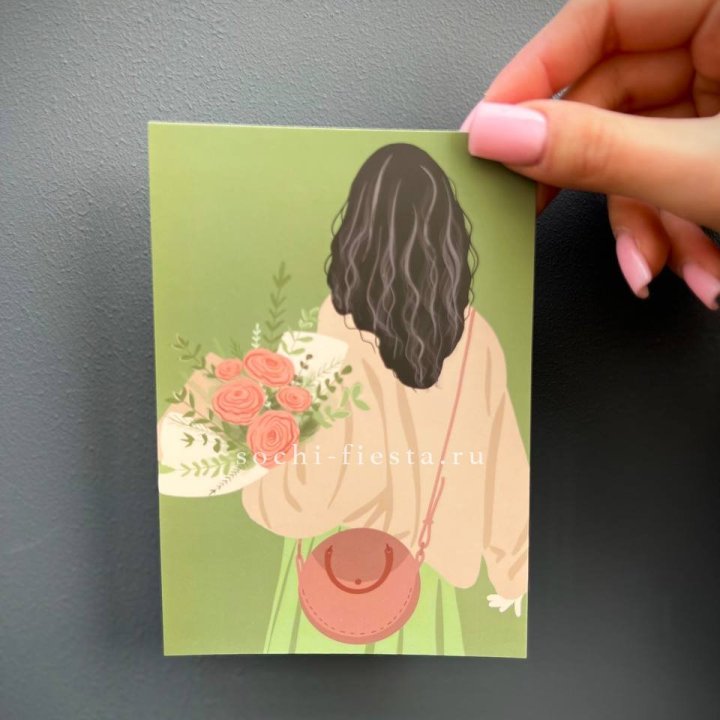 Открытка к букету "Потрясающая девушка" в Барнауле