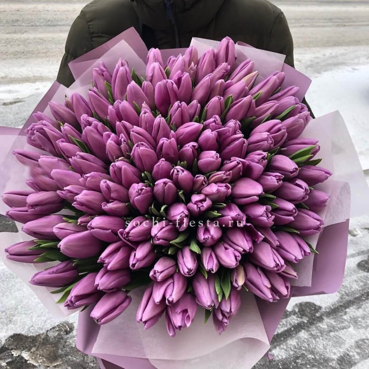 101 сиреневый тюльпан в Барнауле