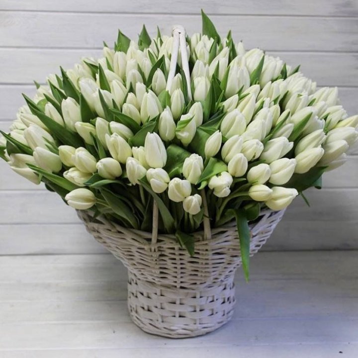 Корзина из 151 тюльпана в Барнауле